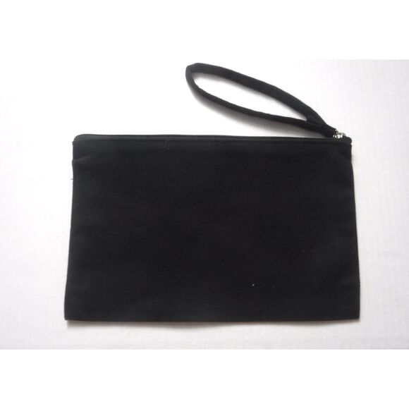 Black Canvas Bag w/ Wristlet Dog Theme - Picture 3 of 3